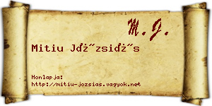 Mitiu Józsiás névjegykártya